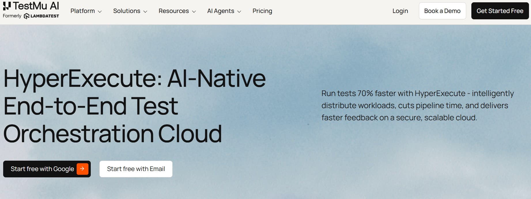 LambdaTest homepage screenshot — cloud cross-browser and device testing platform